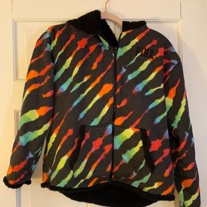 PINK Reversible Rainbow Sherpa zip-up